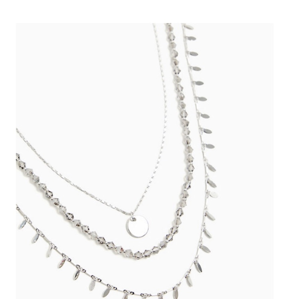 SILVER-TONE COIN LAYERED NECKLACE